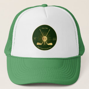 Personalised Gold Golf Clubs Trucker Hat