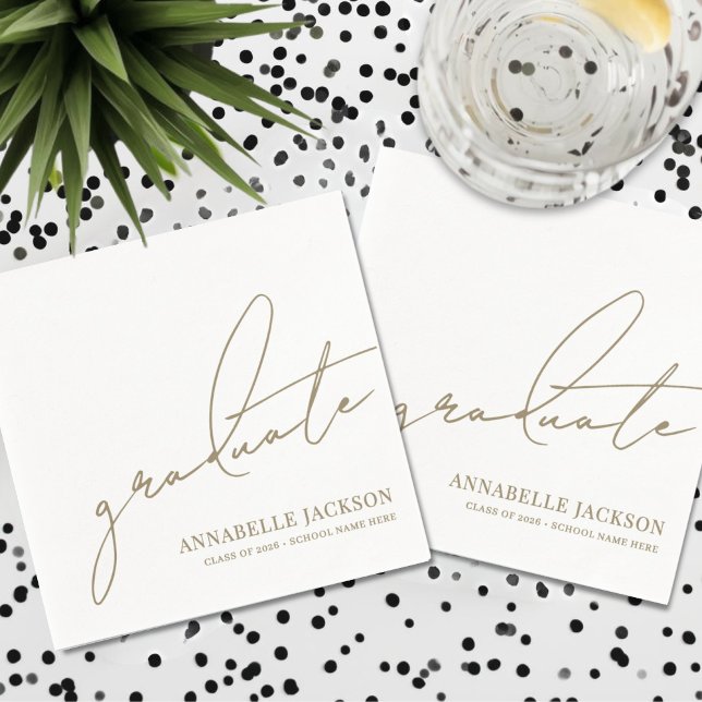 Personalised Gold Graduation Napkin (Personalized Gold Graduation Napkins)