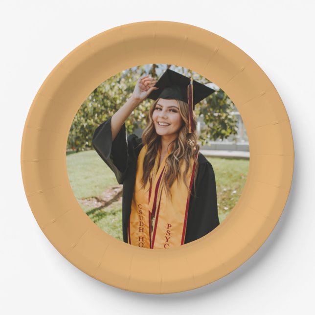 Personalised Gold Graduation Stole Photo Paper Plate (Front)