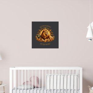 Personalised Gold Grey Leo Zodiac Sign Poster