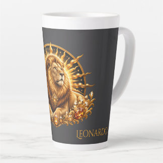 Personalised Gold Grey Zodiac Sign Leo Latte Mug
