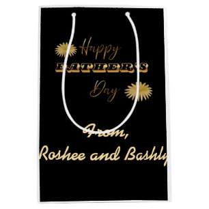 Personalised Gold Happy Father's Day Gift Medium Gift Bag