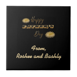 Personalised Gold Happy Father's Day Gift  Tile