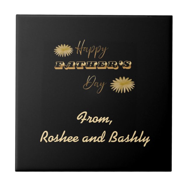 Personalised Gold Happy Father's Day Gift  Tile (Front)