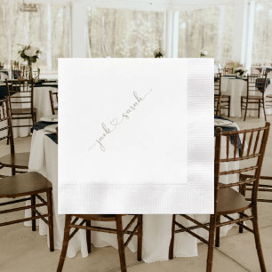 Personalised Gold Heart Font Names Wedding Napkin
