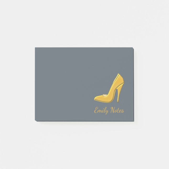 Personalised Gold high heel shoe Post-it Notes (Front)