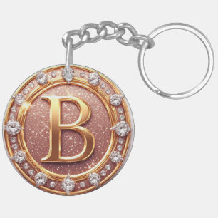 Personalised Gold Initial B Gift For Bride Key Ring
