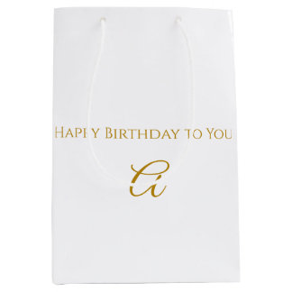 Personalised Gold Initial Happy Birthday Gift Bag