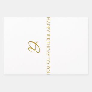 Personalised Gold Initial Happy Birthday Wrapping Paper Sheet