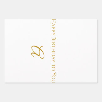 Personalised Gold Initial Happy Birthday Wrapping Paper Sheet