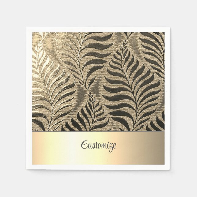 Personalised Gold Leaf Motif 2 Napkin (Front)