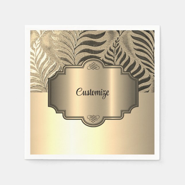 Personalised Gold Leaf Motif 3 Napkin (Front)