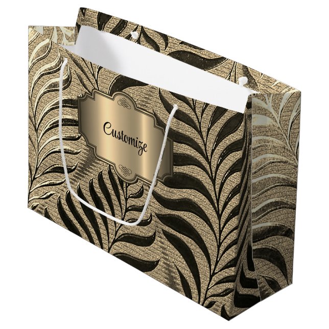 Personalised Gold Leaf Motif   Large Gift Bag (Front Angled)