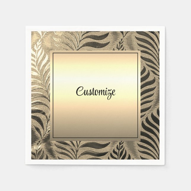 Personalised Gold Leaf Motif Napkin (Front)