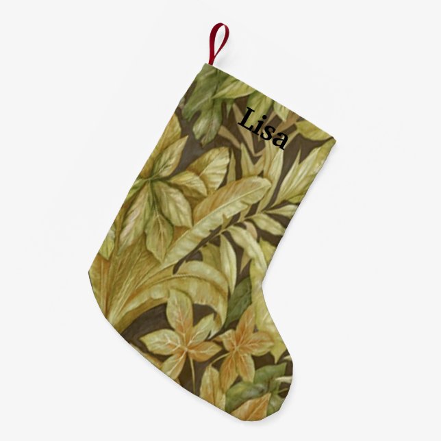 Personalised Gold Leaves Christmas Stocking (Front (Hanging))