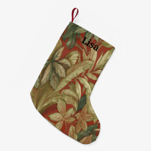 Personalised Gold Leaves On Red Christmas Stocking