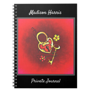 Personalised Gold Lock and Key Custom Text Notebook