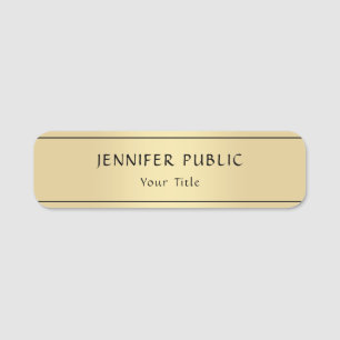 Personalised Gold Look Elegant Modern Template Name Tag