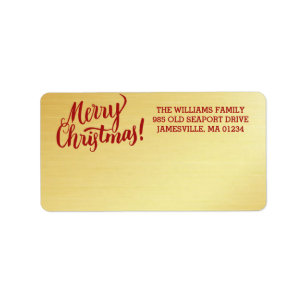 Personalised Gold Merry Christmas Mailing Label