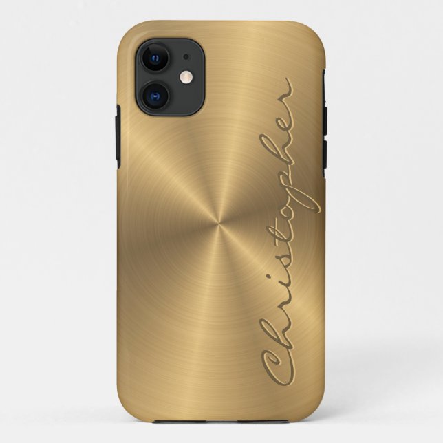 Personalised Gold Metallic Radial Texture Case-Mate iPhone Case (Back)