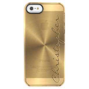 Personalised Gold Metallic Radial Texture Clear iPhone SE/5/5s Case
