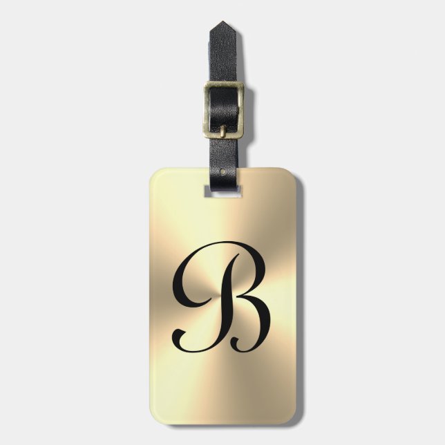 Personalised gold metallic travel luggage tag (Front Vertical)