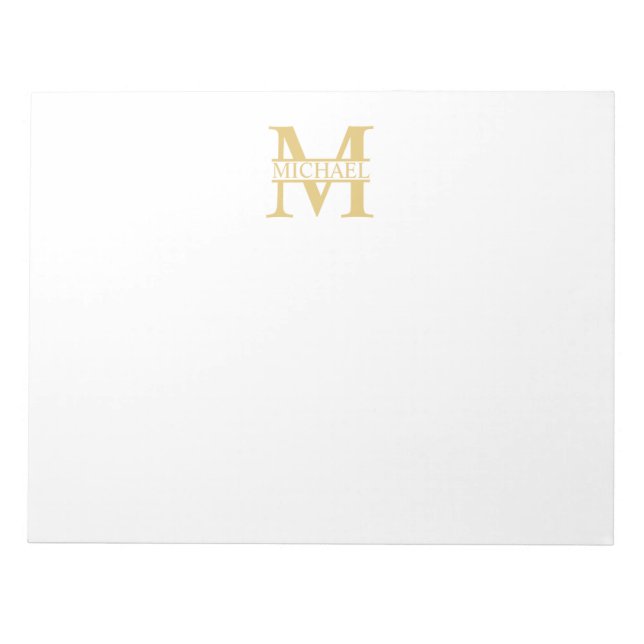 Personalised Gold Monogram and Name Notepad (Front)
