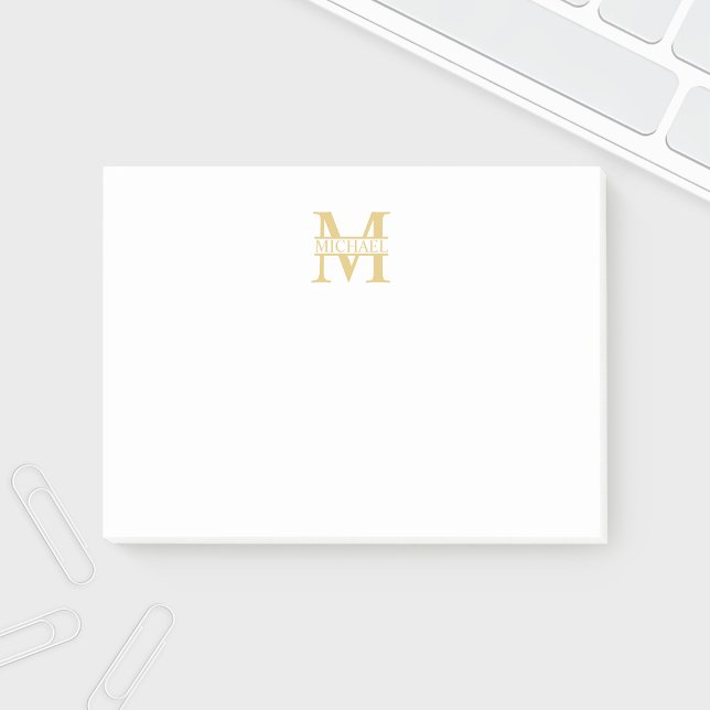 Personalised Gold Monogram and Name Post-it Notes (Creator Uploaded)