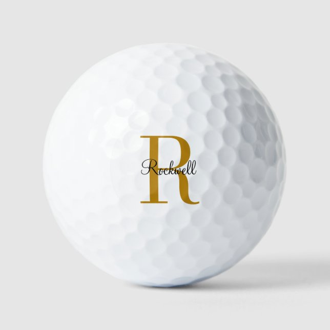 Personalised Gold Monogram Name Initial  Golf Ball (Front)