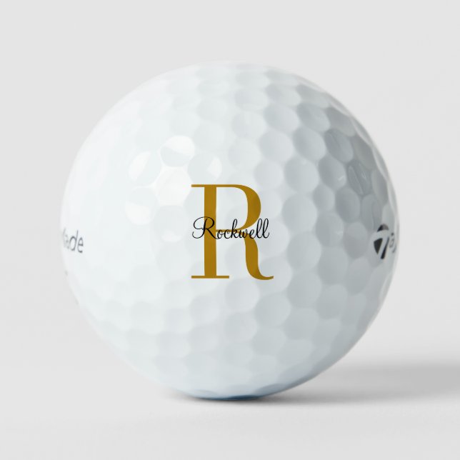 Personalised Gold Monogram Name Initial  Golf Ball (Front)