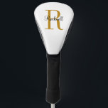 Personalised Gold Monogram Name Initial Golf Head Cover<br><div class="desc">Custom golf head cover personalised with your name and unique monogram. Click Customise It to edit fonts and colours or add your own text and images to create a unique one of a kind gift. Easy to customise. Golf in style. Get yours today!</div>