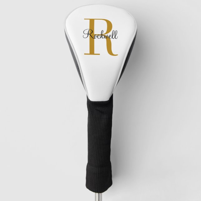 Personalised Gold Monogram Name Initial Golf Head Cover (Front)