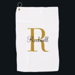 Personalised Gold Monogram Name Initial Golf Towel<br><div class="desc">Custom golf towel personalised with your name and unique monogram. Click Customise It to edit fonts and colours or add your own text and images to create a unique one of a kind gift. Easy to customise. Golf in style. Get yours today!</div>
