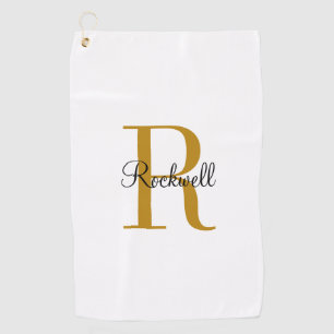 Personalised Gold Monogram Name Initial Golf Towel