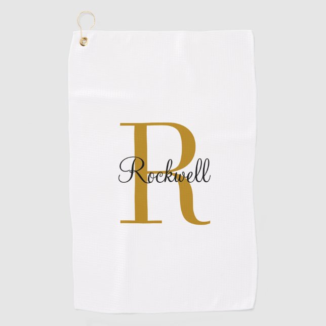 Personalised Gold Monogram Name Initial Golf Towel (Front)