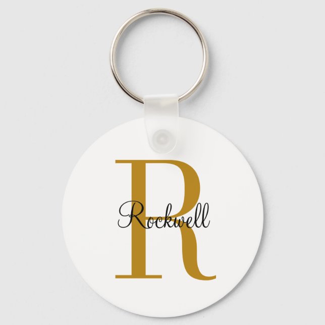 Personalised Gold Monogram Name Initial Key Ring (Front)