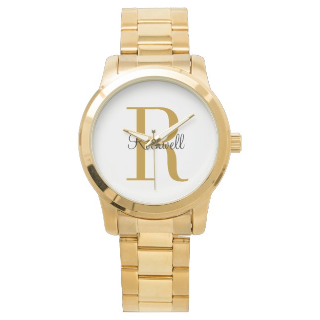 Personalised Gold Monogram Name Initial  Watch (Front)