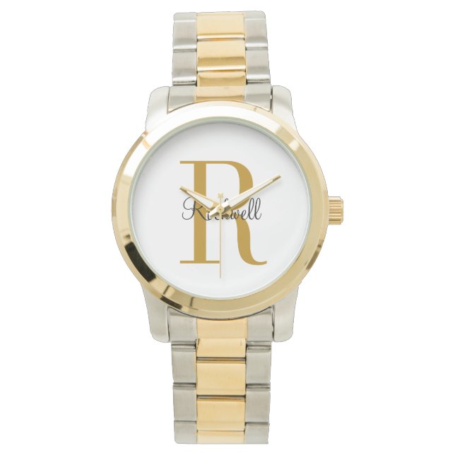 Personalised Gold Monogram Name Initial  Watch (Front)