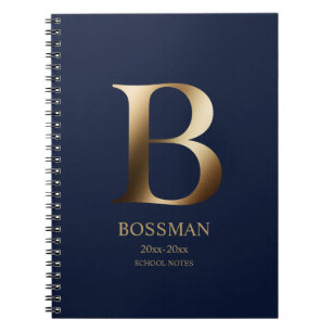 Personalised Gold Monogram   Navy Blue Notebook