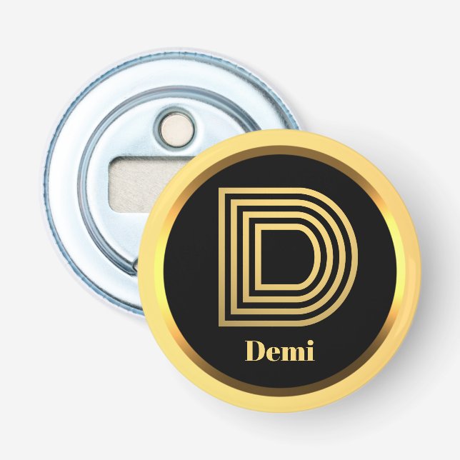 Personalised Gold Monogrammed Letter D Bottle Opener (Front)