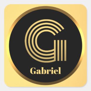 Personalised Gold Monogrammed Letter G Square Sticker