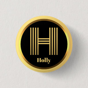 Personalised Gold Monogrammed Letter H 3 Cm Round Badge