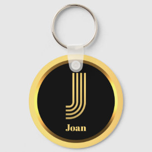 Personalised Gold Monogrammed Letter J Keychain