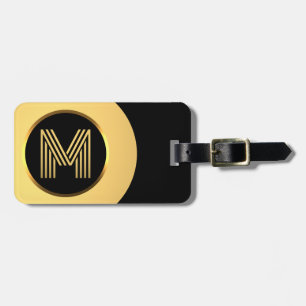 Personalised Gold Monogrammed Letter M Luggage Tag