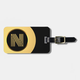 Personalised Gold Monogrammed Letter N Luggage Tag