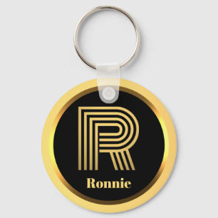 Personalised Gold Monogrammed Letter R Keychain