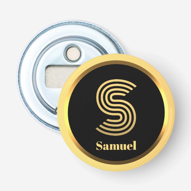 Personalised Gold Monogrammed Letter S Bottle Opener (Front)