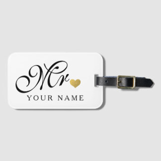 Personalised Gold Mr. Groom Husband Newlyweds Luggage Tag