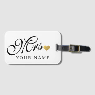 Personalised Gold Mrs. Wife Bride Newly Weds Luggage Tag