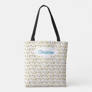Personalised Gold Music Note Tote Bag